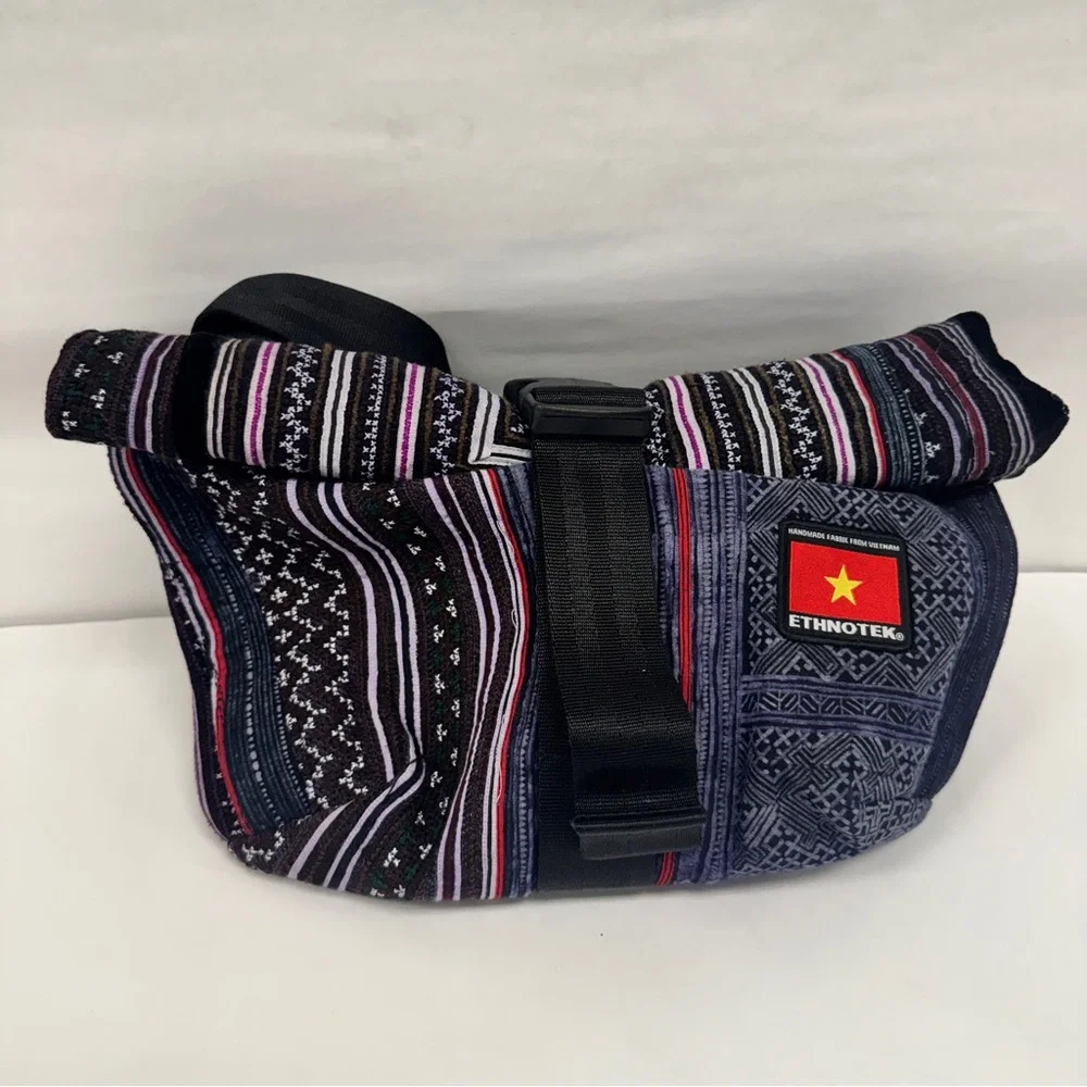 Ethnotek Multi Colored Crossbody Bag, Hand Woven Fabric sling bag Vietnam‎